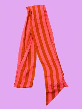 Hot Pink Pink and Rust Striped Silk Scarf